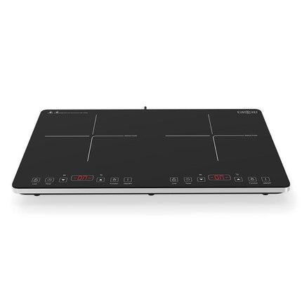 EUROCHEF Double Induction Cooktop, 9 Heat Levels, Fast Electric Portable Cooker, Touch Controls, Standard 10A Power Plug.