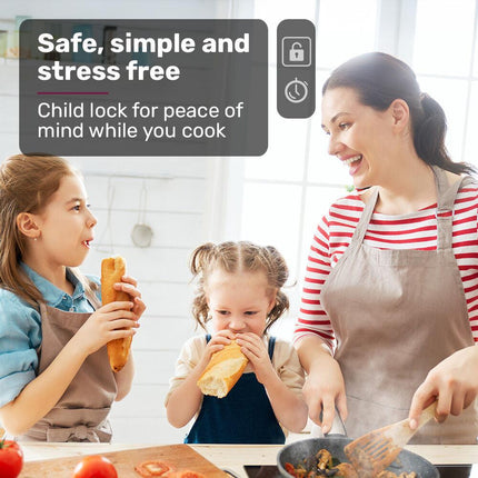 EUROCHEF Double Induction Cooktop, 9 Heat Levels, Fast Electric Portable Cooker, Touch Controls, Standard 10A Power Plug.