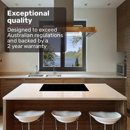 EuroChef 60cm 4 Zone Induction Cooktop, 6800W Electric, Touch Controls.