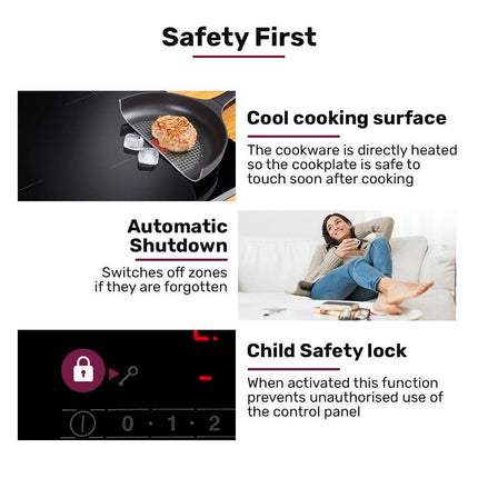 EuroChef 60cm 4 Zone Induction Cooktop, 6800W Electric, Touch Controls.