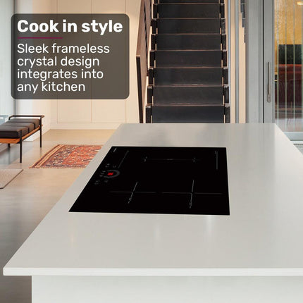 EUROCHEF 60cm 4 Zone Induction Cooktop, 7200W Electric, FlexZone Function, Touch Controls.