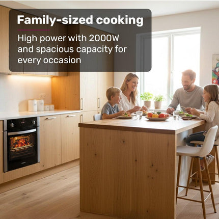 EuroChef 60cm Stainless Built-in 70L Grill 8 Function Fan Forced Electric Wall Oven.