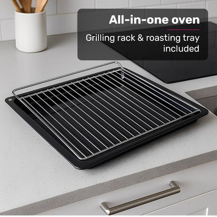 EuroChef 60cm Stainless Built-in 70L Grill 8 Function Fan Forced Electric Wall Oven.
