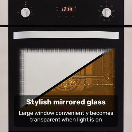 EuroChef 60cm Stainless Built-in 70L Grill 8 Function Fan Forced Electric Wall Oven.