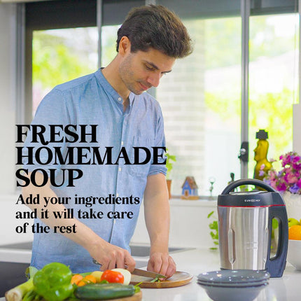 EUROCHEF Soup Maker Blender Smoothie Compact Hot Cold Stainless Steel Mixer.