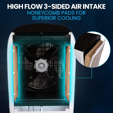 POLYCOOL 450W 80L Evaporative Air Cooler, Commercial Grade, Remote Control, Fan.