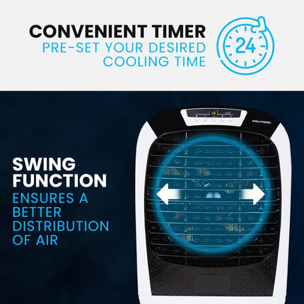 POLYCOOL 450W 80L Evaporative Air Cooler, Commercial Grade, Remote Control, Fan.