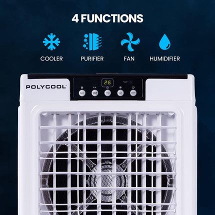 POLYCOOL 35L 220W Portable Evaporative Air Cooler 24 Hour Timer 4 in 1 Cooling Fan w/ Remote.
