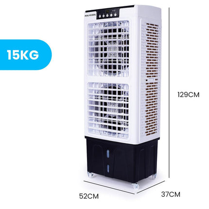 POLYCOOL 35L 220W Portable Evaporative Air Cooler 24 Hour Timer 4 in 1 Cooling Fan w/ Remote.