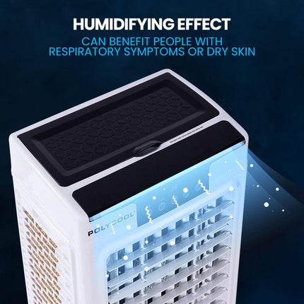 POLYCOOL 35L 220W Portable Evaporative Air Cooler 24 Hour Timer 4 in 1 Cooling Fan w/ Remote.