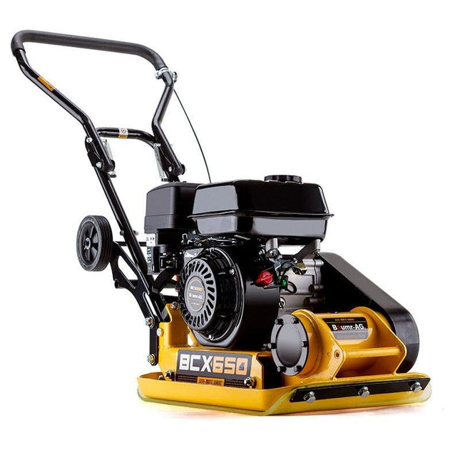 BAUMR-AG 60kg 370x510mm 6.5HP Plate Compactor, Paver Pad, Transport Wheels.