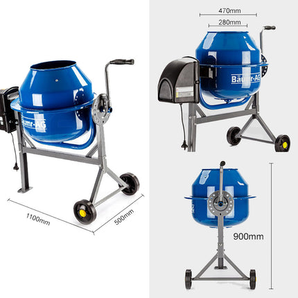 Baumr-AG 70L Portable Cement Concrete Mixer Electric Construction Sand Gravel.