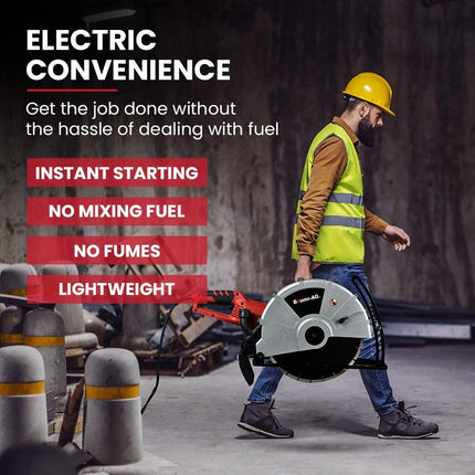 BAUMR-AG 2400W Electric Concrete Saw 355mm Demolition Cutter Wet Dry Demo Tool Circular Cutting.