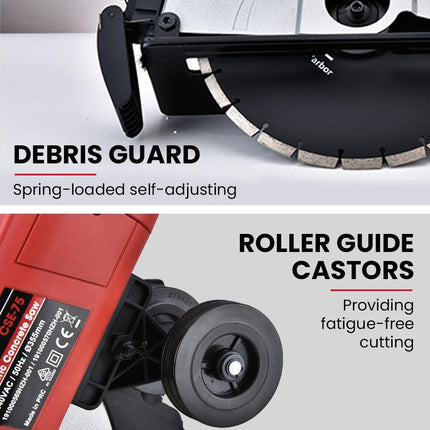 BAUMR-AG 2400W Electric Concrete Saw 355mm Demolition Cutter Wet Dry Demo Tool Circular Cutting.