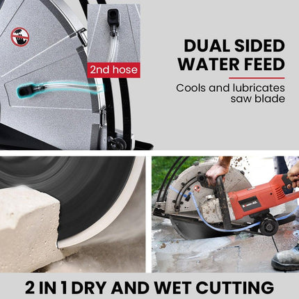 BAUMR-AG 2400W Electric Concrete Saw 355mm Demolition Cutter Wet Dry Demo Tool Circular Cutting.