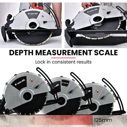 BAUMR-AG 2400W Electric Concrete Saw 355mm Demolition Cutter Wet Dry Demo Tool Circular Cutting.