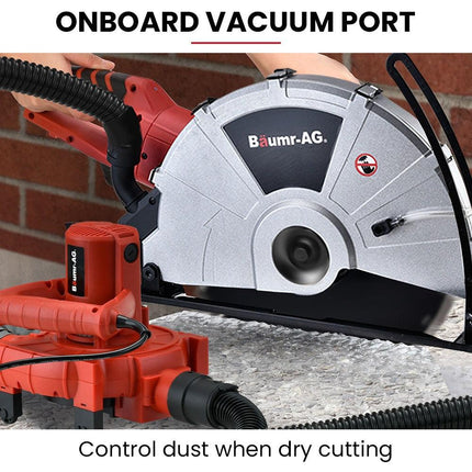 BAUMR-AG 2400W Electric Concrete Saw 355mm Demolition Cutter Wet Dry Demo Tool Circular Cutting.