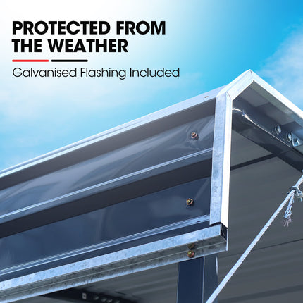 SHADE SHIELD Single Carport Shed 3.3 x 6 x 2.9m, Galvanised Steel Frame, Powder Coated Gable Roof, Shelter for Car Caravan Boat Tractor Agricultural.