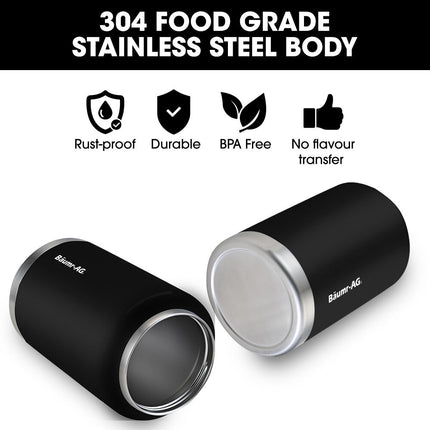 BAUMR-AG 3.8L Double Wall Insulated Stainless Steel Water Bottle, Drink Jug with Handle, Black.