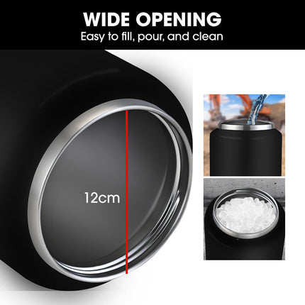 BAUMR-AG 3.8L Double Wall Insulated Stainless Steel Water Bottle, Drink Jug with Handle, Black.