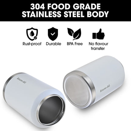 Baumr-AG 3.8L Double Wall Insulated Stainless Steel Water Bottle, Drink Jug with Handle, White.
