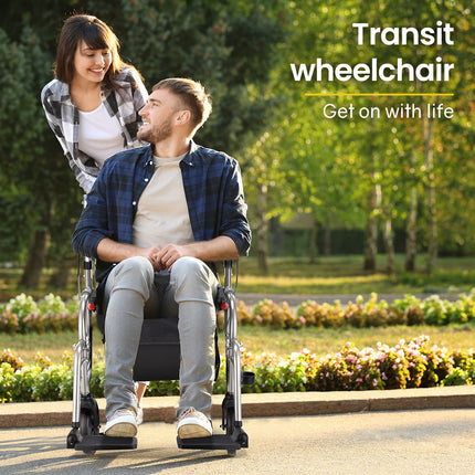 EQUIPMED 2-in-1 Folding Rollator Wheelchair Adjustable Mobility Walker w/ Park Brakes & Bag, Silver.