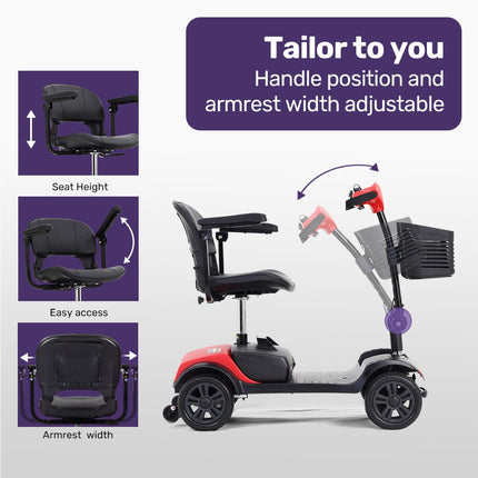 EQUIPMED 2-in-1 Folding Rollator Wheelchair Adjustable Mobility Walker w/ Park Brakes & Bag, Silver.