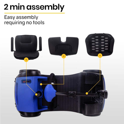 EQUIPMED Electric Mobility Scooter Portable Folding for Elderly Older Adult, SmartRider Black & Blue.