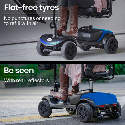 EQUIPMED Electric Mobility Scooter Portable Folding for Elderly Older Adult, SmartRider Black & Blue.