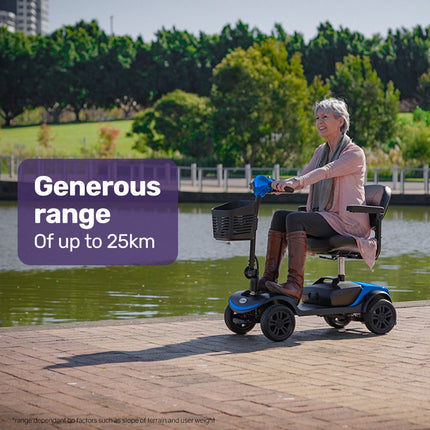 EQUIPMED Electric Mobility Scooter Portable Folding for Elderly Older Adult, SmartRider Black & Blue.