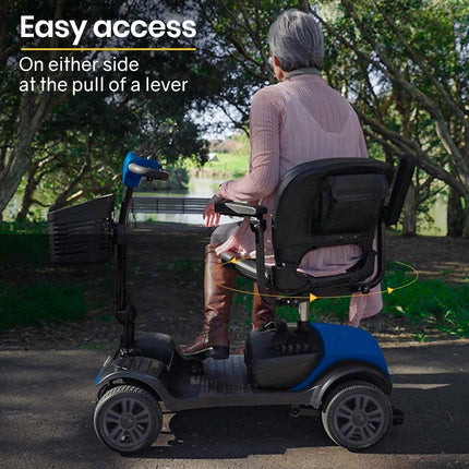 EQUIPMED Electric Mobility Scooter Portable Folding for Elderly Older Adult, SmartRider Black & Blue.