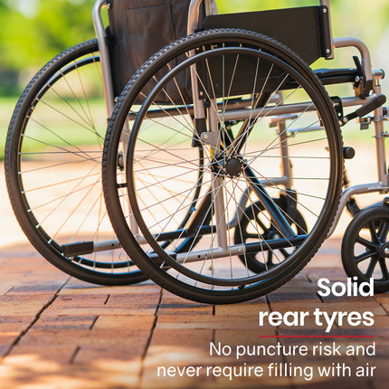 EQUIPMED 24 Inch Folding Wheelchair Lightweight Portable for Elderly and Disabled, Grey.