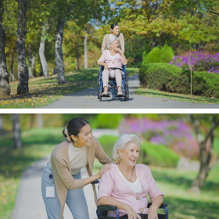 EQUIPMED 24 Inch Folding Wheelchair Lightweight Portable for Elderly and Disabled, Grey.