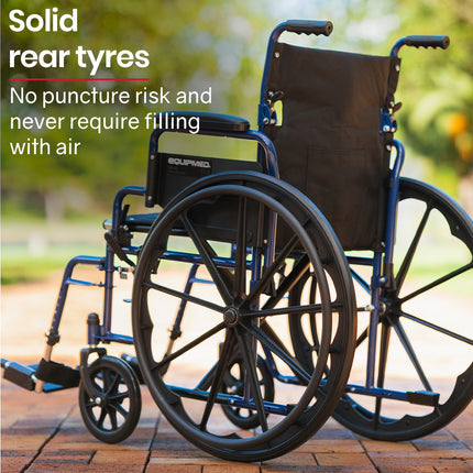 EQUIPMED 24 Inch Folding Wheelchair Lightweight Portable for Elderly and Disabled, Grey.