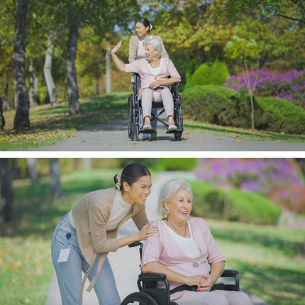 EQUIPMED 24 Inch Folding Wheelchair Lightweight Portable for Elderly and Disabled, Grey.