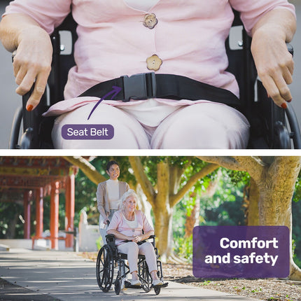 EQUIPMED 24 Inch Folding Wheelchair Lightweight Portable for Elderly and Disabled, Grey.