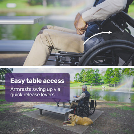 EQUIPMED 24 Inch Folding Wheelchair Lightweight Portable for Elderly and Disabled, Grey.