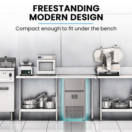 POLYCOOL Commercial Ice Maker Machine, up to 75kg/24hr, Timer & Self Cleaning Programs.