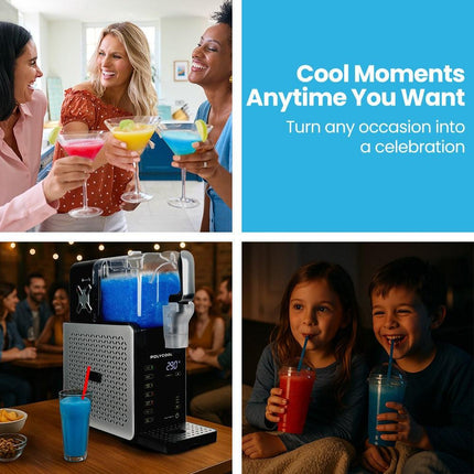 POLYCOOL 3L Slushie Frozen Drink Maker, Home Slush Machine, Fast Chilling, Easy Digital Controls.