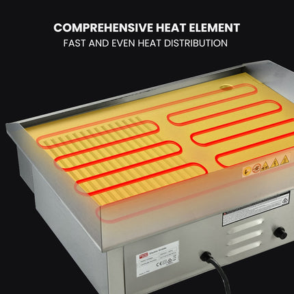 THERMOMATE Commercial Electric Griddle TH-G04, 2400W 55x35cm Half Ribbed Surface.
