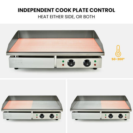 THERMOMATE Commercial Electric Griddle TH-G05, 4400W 73x37cm Flat Cooking Surface.