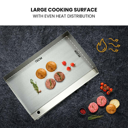 THERMOMATE Commercial Electric Griddle TH-G05, 4400W 73x37cm Flat Cooking Surface.