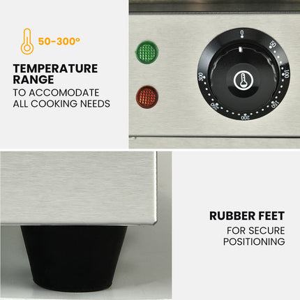 THERMOMATE Commercial Electric Griddle TH-G05, 4400W 73x37cm Flat Cooking Surface.