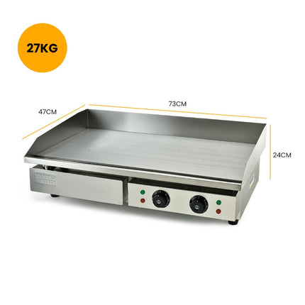 THERMOMATE Commercial Electric Griddle TH-G05, 4400W 73x37cm Flat Cooking Surface.