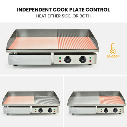 THERMOMATE Commercial Electric Griddle TH-G05, 4400W 73x37cm Flat Cooking Surface.