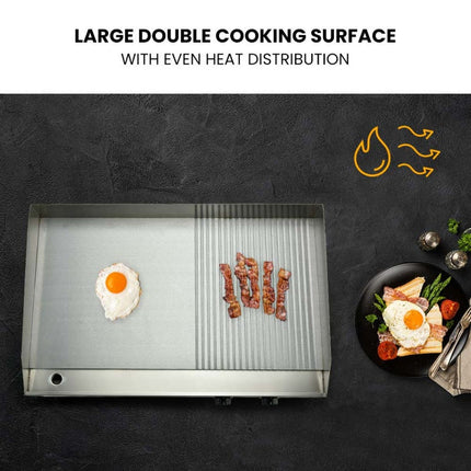 THERMOMATE Commercial Electric Griddle TH-G05, 4400W 73x37cm Flat Cooking Surface.