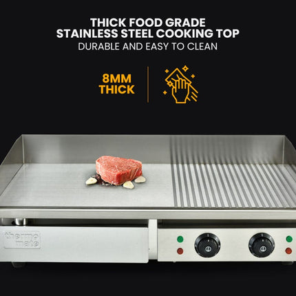 THERMOMATE Commercial Electric Griddle TH-G05, 4400W 73x37cm Flat Cooking Surface.