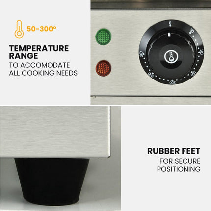 THERMOMATE Commercial Electric Griddle TH-G05, 4400W 73x37cm Flat Cooking Surface.