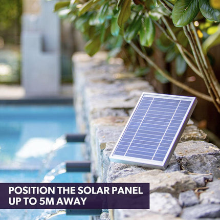 Protege Contemporary Solar Water Fountain Outdoor Garden Feature, Cascading Design, with Panel Kit, LED Lights, Light Grey.