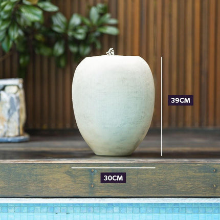 Protege Pot Style Solar Water Feature Fountain, with Panel Kit, LED Lights, Light Grey.